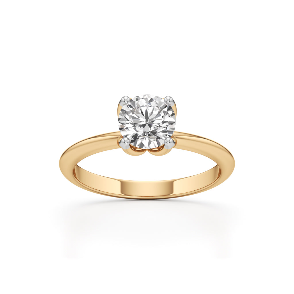 Elegant Solitaire 925 Silver  18k Gold Vermeil TulipSet Statement Ring