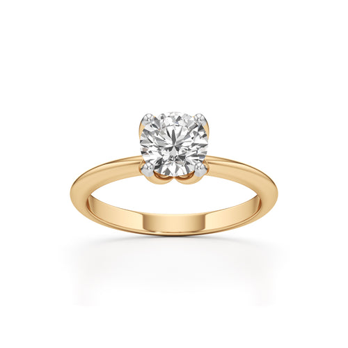Elegant Solitaire 925 Silver  18k Gold Vermeil TulipSet Statement Ring