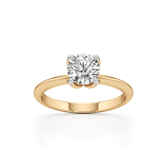 Elegant Solitaire 925 Silver  18k Gold Vermeil TulipSet Statement Ring