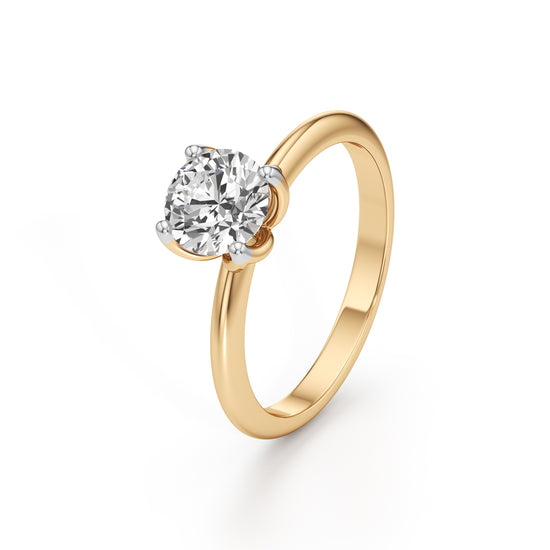 Elegant Solitaire 925 Silver  18k Gold Vermeil TulipSet Statement Ring