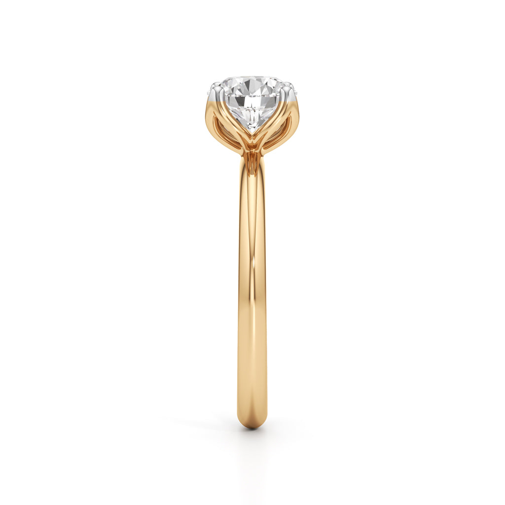Elegant Solitaire 925 Silver  18k Gold Vermeil TulipSet Statement Ring