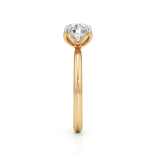Elegant Solitaire 925 Silver  18k Gold Vermeil TulipSet Statement Ring