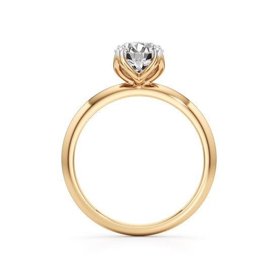 Elegant Solitaire 925 Silver  18k Gold Vermeil TulipSet Statement Ring