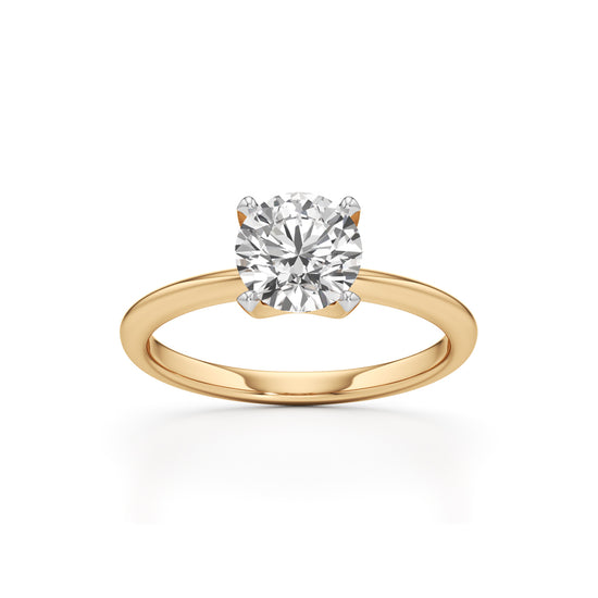 Classic  Solitaire 925 Silver 18k Gold Plated HighSetting Statement Ring
