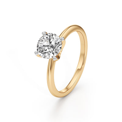 Classic  Solitaire 925 Silver 18k Gold Plated HighSetting Statement Ring
