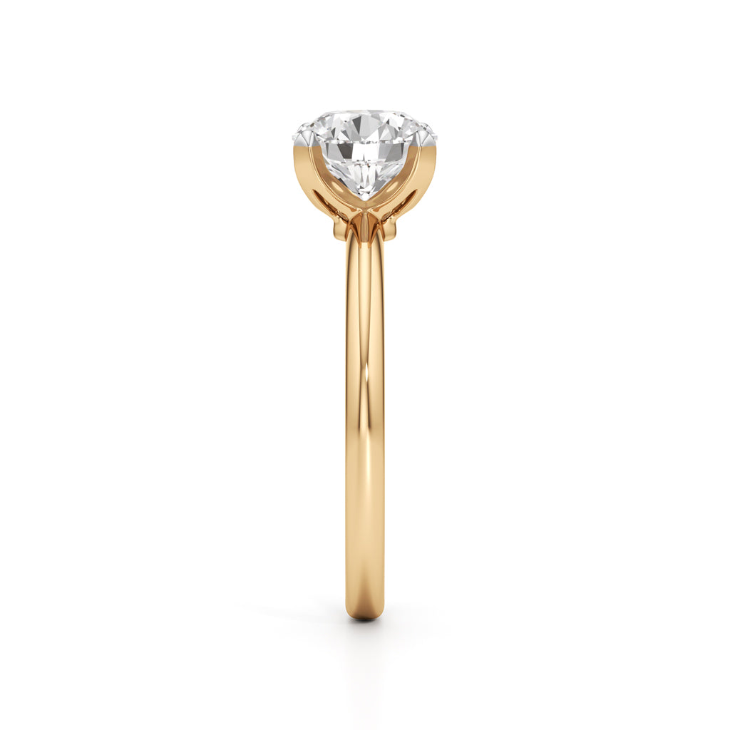 Classic  Solitaire 925 Silver 18k Gold Plated HighSetting Statement Ring