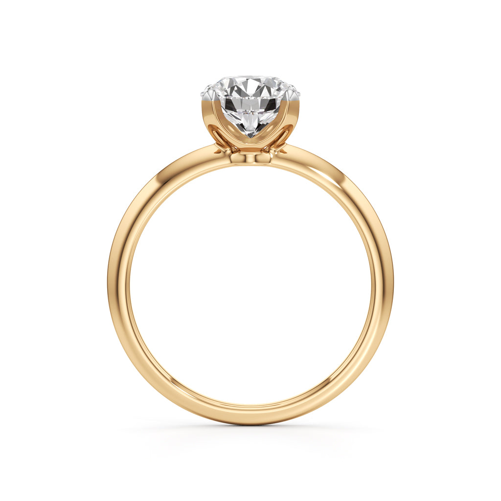 Classic  Solitaire 925 Silver 18k Gold Plated HighSetting Statement Ring