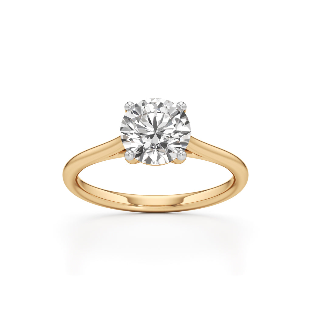 925 Silver 18K Gold Plated Solitaire DiamondStyle Ring  Classic Elegant Design