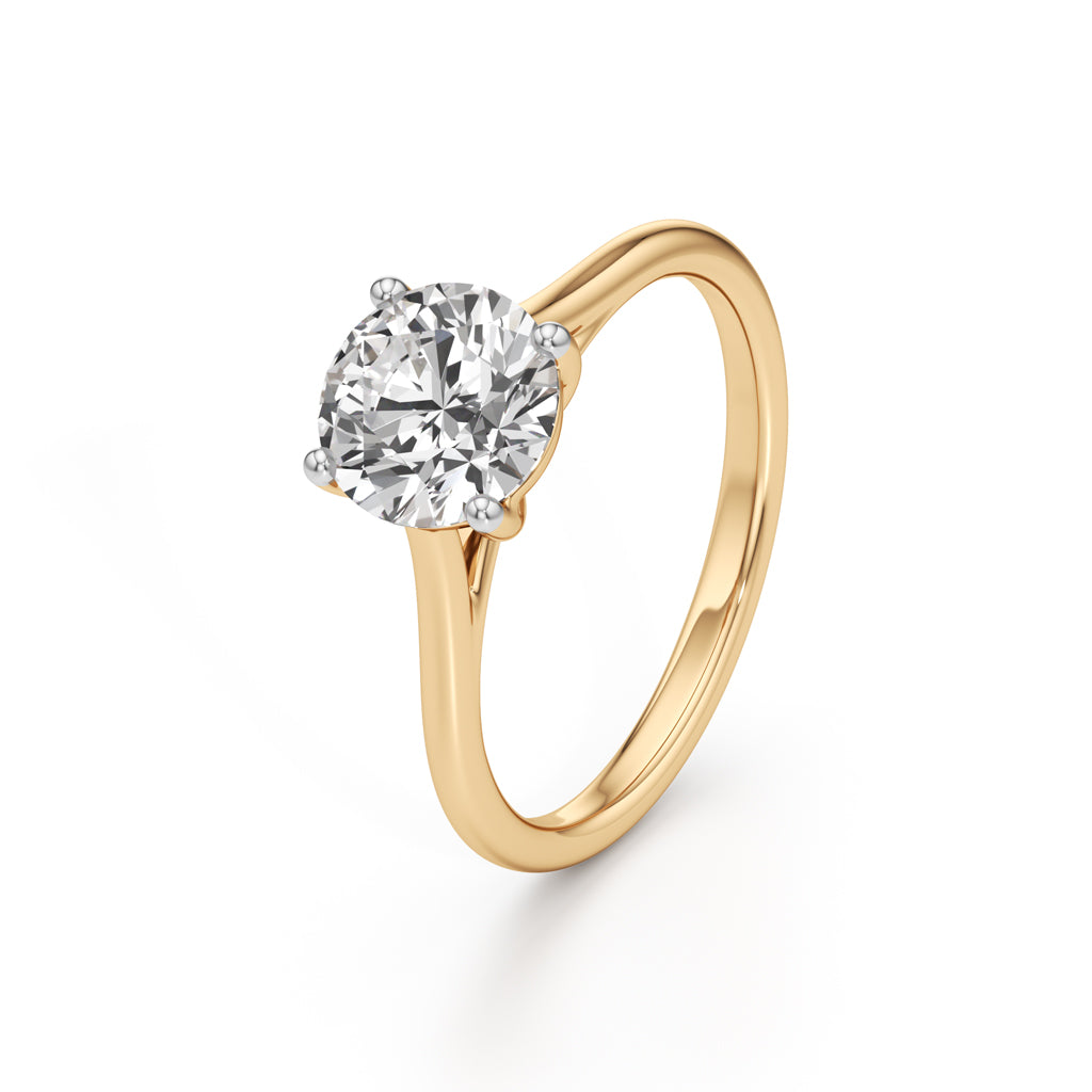 925 Silver 18K Gold Plated Solitaire DiamondStyle Ring  Classic Elegant Design
