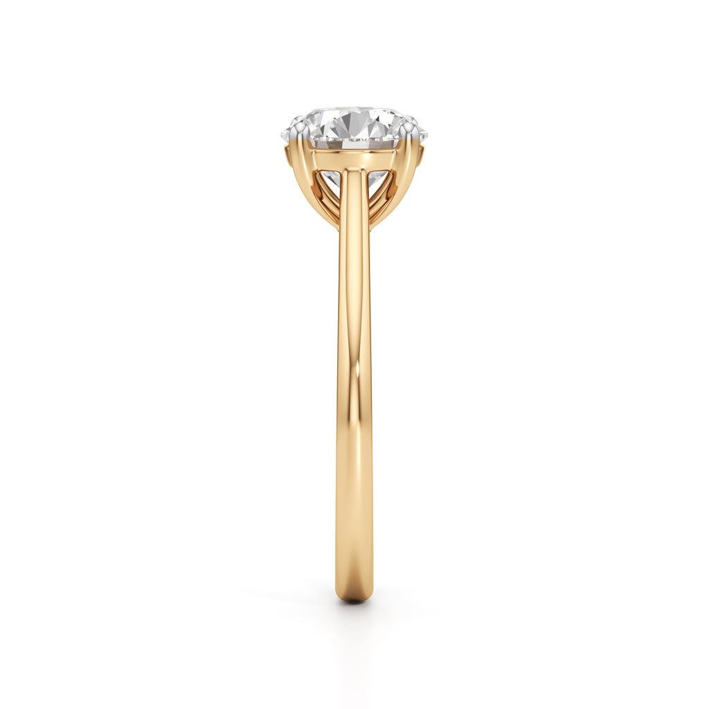 925 Silver 18K Gold Plated Solitaire DiamondStyle Ring  Classic Elegant Design