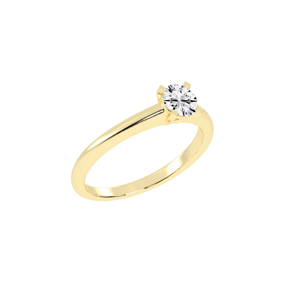 Essential Brilliant Solitaire 925 Silver 18k Gold Plated 5mm Classic Ring