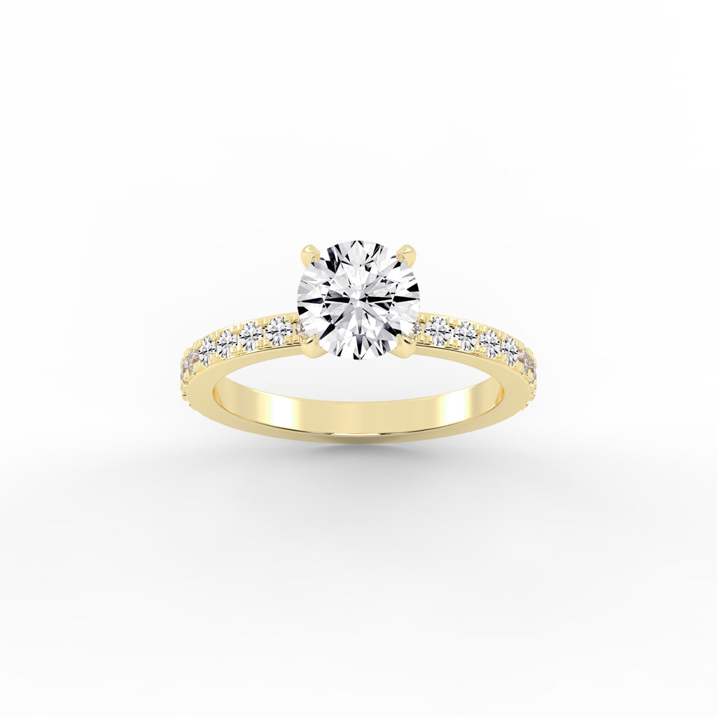 HiddenHalo Solitaire 925 Silver 18k Gold Plated Pav Statement Ring