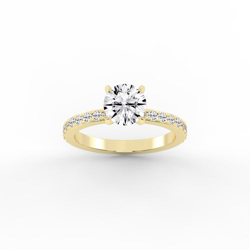 HiddenHalo Solitaire 925 Silver 18k Gold Plated Pav Statement Ring