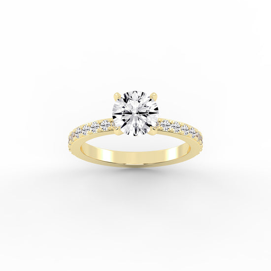 HiddenHalo Solitaire 925 Silver 18k Gold Plated Pav Statement Ring