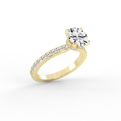HiddenHalo Solitaire 925 Silver 18k Gold Plated Pav Statement Ring