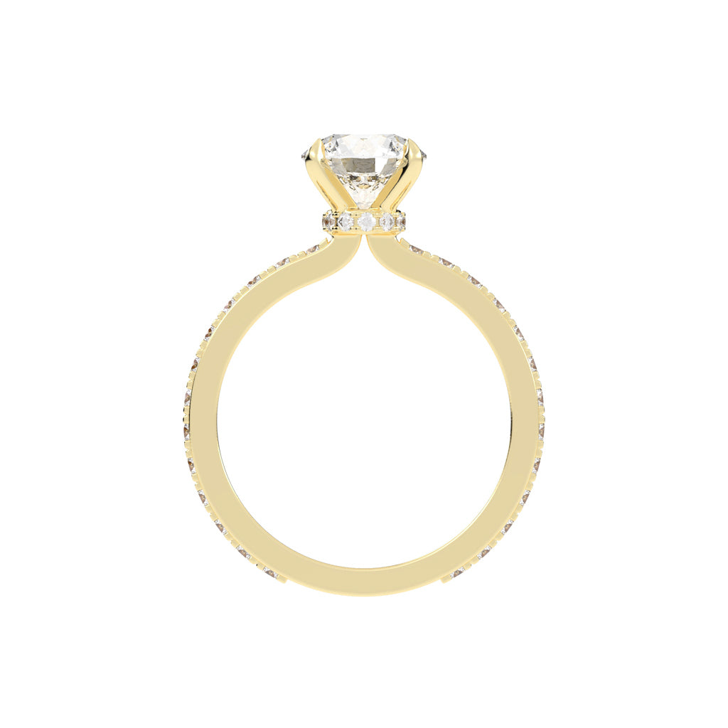 HiddenHalo Solitaire 925 Silver 18k Gold Plated Pav Statement Ring
