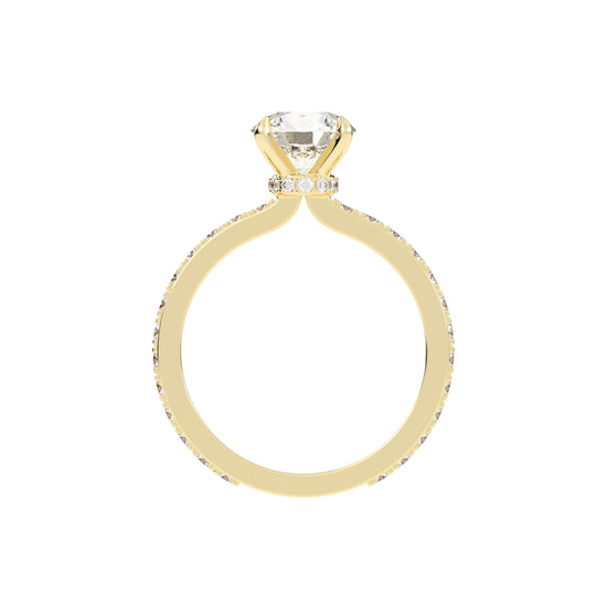 HiddenHalo Solitaire 925 Silver 18k Gold Plated Pav Statement Ring