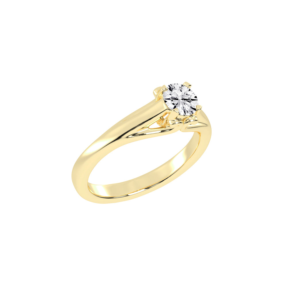  Architectural Solitaire 925 Silver 18k Gold Plated HeartDetailed Statement Ring