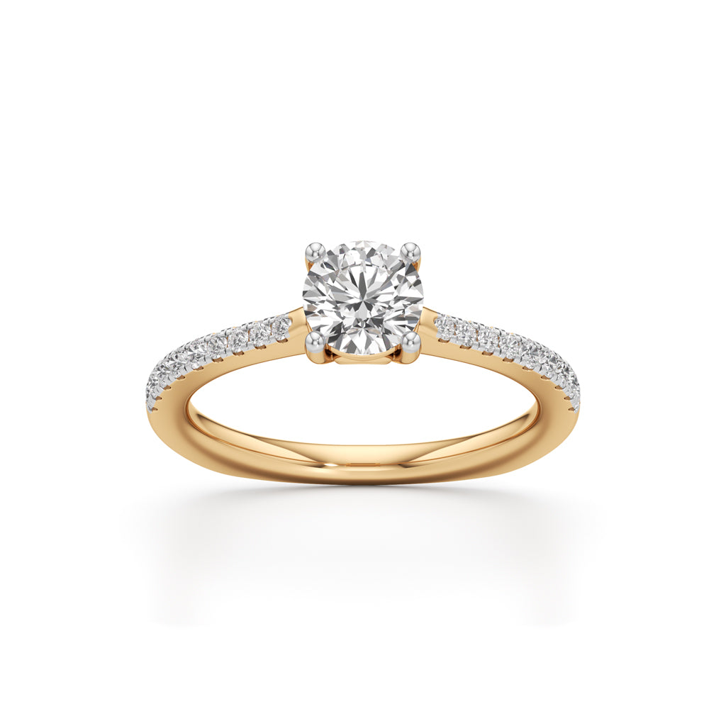 HeartGalleried Solitaire 925 Silver 18k Gold Plated PavSet Statement Ring