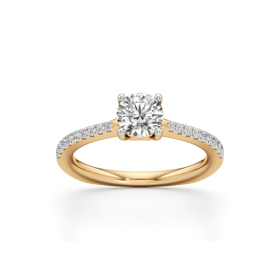 HeartGalleried Solitaire 925 Silver 18k Gold Plated PavSet Statement Ring