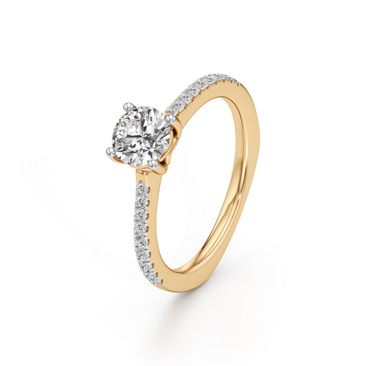 HeartGalleried Solitaire 925 Silver 18k Gold Plated PavSet Statement Ring