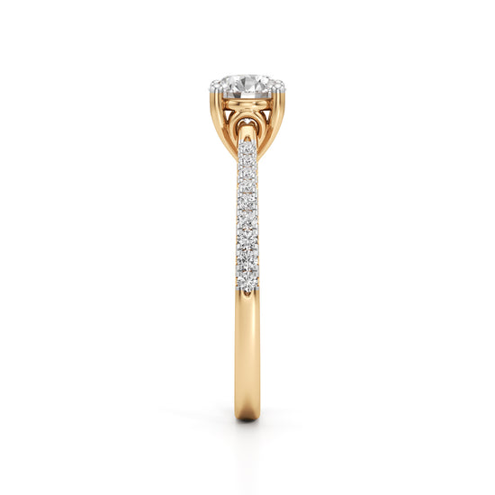 HeartGalleried Solitaire 925 Silver 18k Gold Plated PavSet Statement Ring