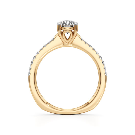HeartGalleried Solitaire 925 Silver 18k Gold Plated PavSet Statement Ring