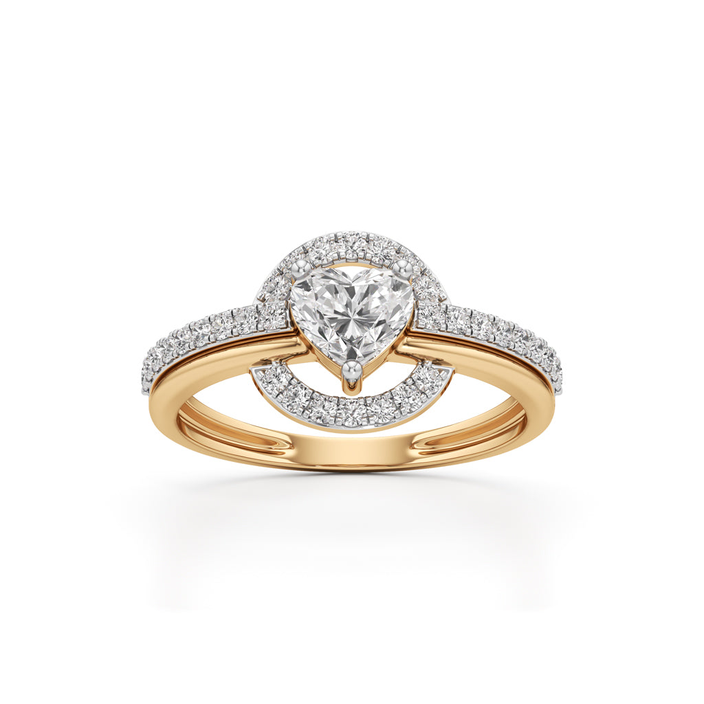 925 Silver  18K Gold Plated Heart Halo DiamondStyle Ring  Luxury Designer Jewellery