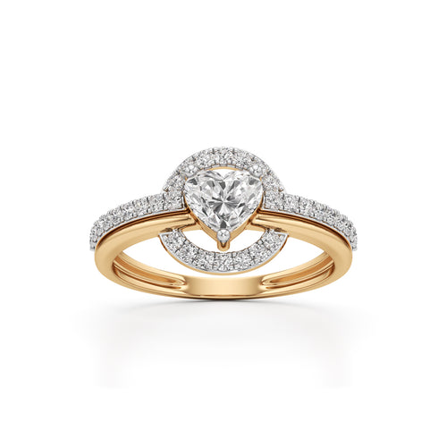 925 Silver  18K Gold Plated Heart Halo DiamondStyle Ring  Luxury Designer Jewellery