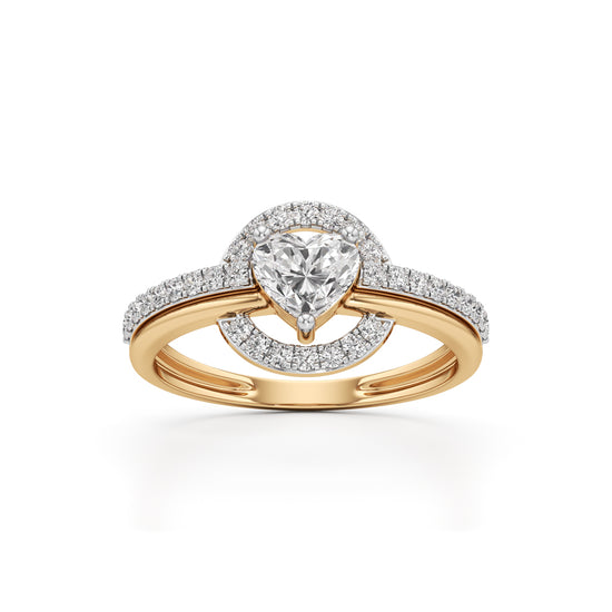 925 Silver  18K Gold Plated Heart Halo DiamondStyle Ring  Luxury Designer Jewellery