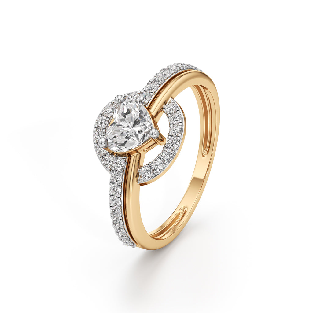 925 Silver  18K Gold Plated Heart Halo DiamondStyle Ring  Luxury Designer Jewellery