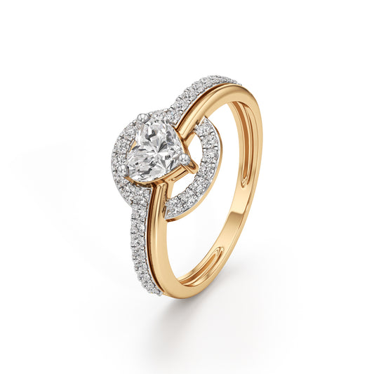 925 Silver  18K Gold Plated Heart Halo DiamondStyle Ring  Luxury Designer Jewellery