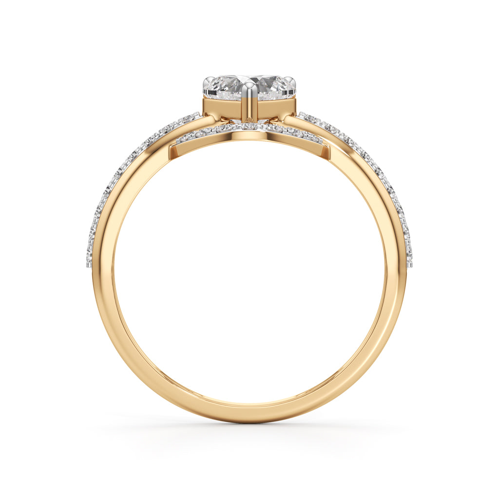 925 Silver  18K Gold Plated Heart Halo DiamondStyle Ring  Luxury Designer Jewellery