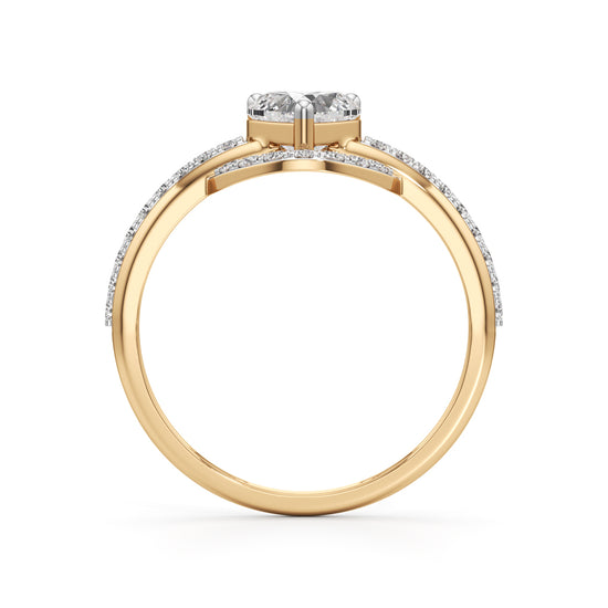 925 Silver  18K Gold Plated Heart Halo DiamondStyle Ring  Luxury Designer Jewellery