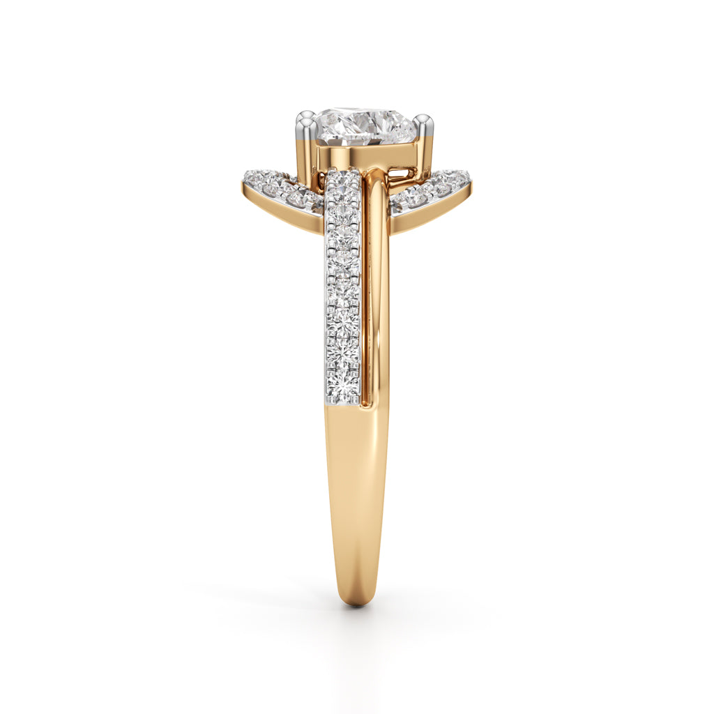 925 Silver  18K Gold Plated Heart Halo DiamondStyle Ring  Luxury Designer Jewellery