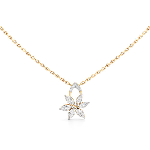 Marquise Floral Bloom Pendant in 925 silver 18k Gold Plated