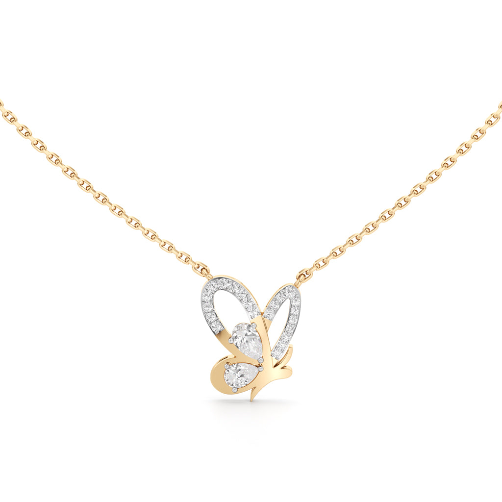 Ethereal Butterfly Pav Pendant Set in 925 silver 18k Gold Plated Pendant