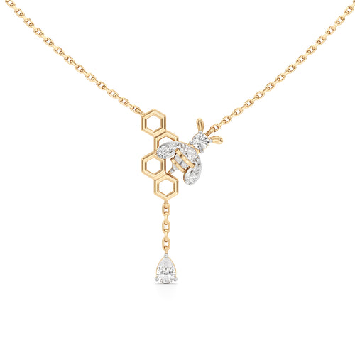 925 Silver 18k Gold Plated Honeybee  Hexagon Drop Pendant