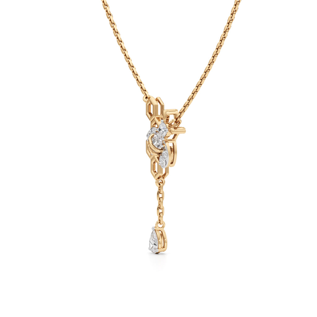 925 Silver 18k Gold Plated Honeybee  Hexagon Drop Pendant