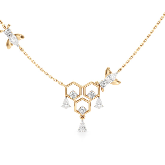 925 Silver 18k Gold Plated Honeycomb  Dual Bee Station Pendant