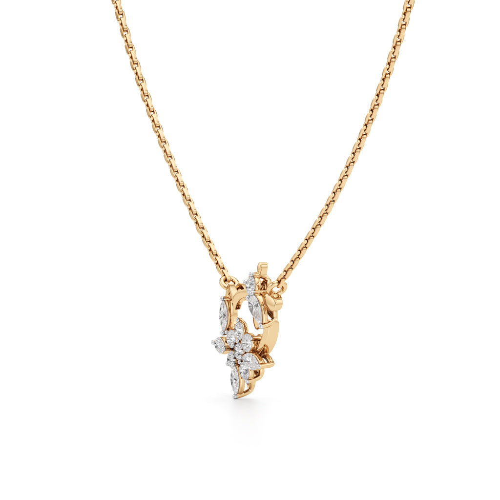 Floral Heart  Butterfly Pendant  925 Sterling Silver 18k Gold Vermeil Lab Grown Diamond