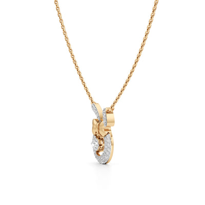 925 Silver 18k Gold Plated Whimsical Bunny Bow Dancing Stone Pendant