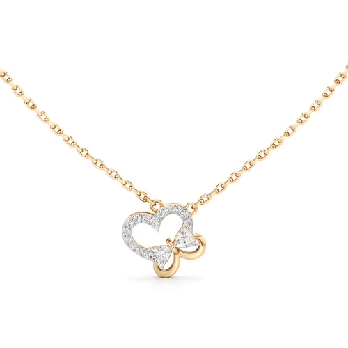 925 Silver 18k Gold Plated Butterfly Heart Pendant 