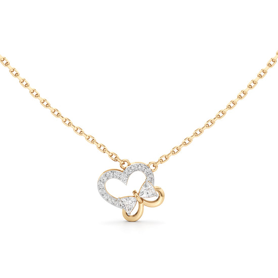 925 Silver 18k Gold Plated Butterfly Heart Pendant 