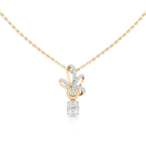 925 Silver 18k Gold Plated Floral Ribbon Drop Pendant