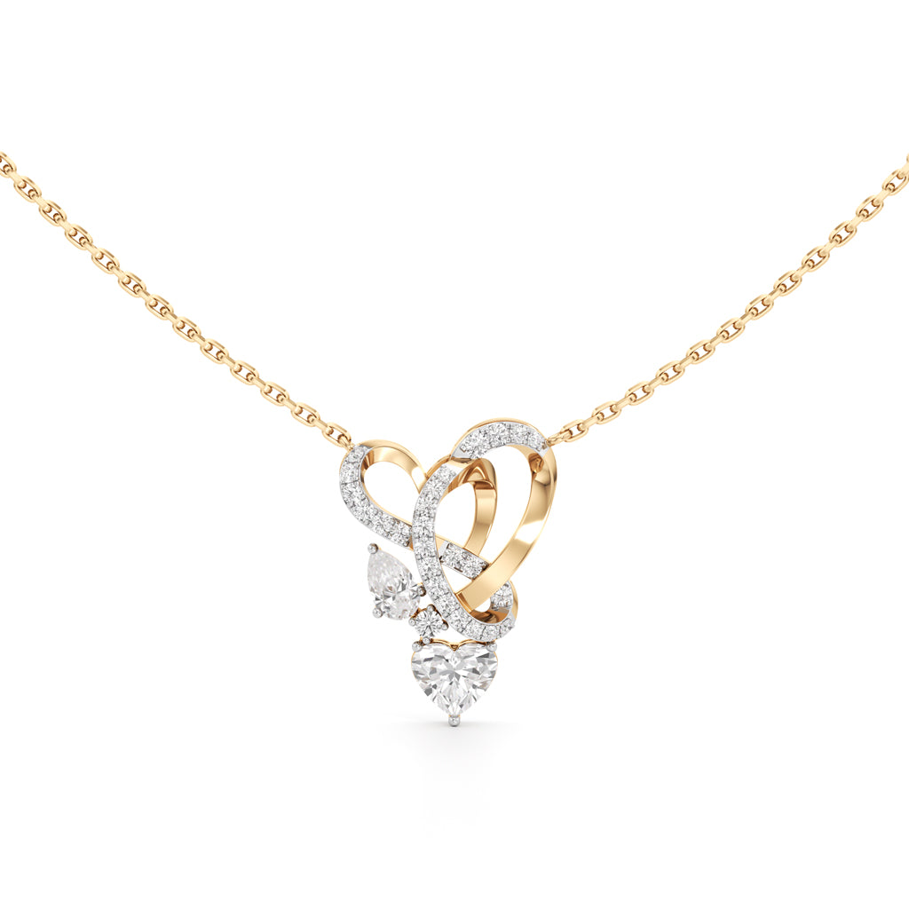 925 Silver 18k Gold Plated Eternal Heart  Pear Drop Pendant