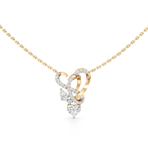925 Silver 18k Gold Plated Eternal Heart  Pear Drop Pendant