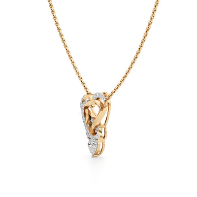 925 Silver 18k Gold Plated Eternal Heart  Pear Drop Pendant