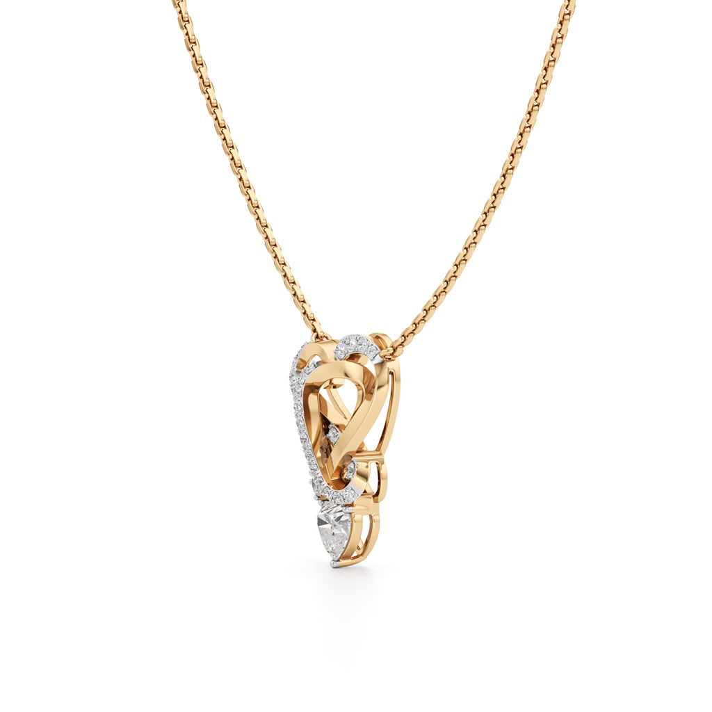 925 Silver 18k Gold Plated Eternal Heart  Pear Drop Pendant