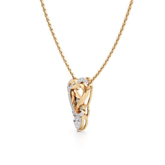 925 Silver 18k Gold Plated Eternal Heart  Pear Drop Pendant